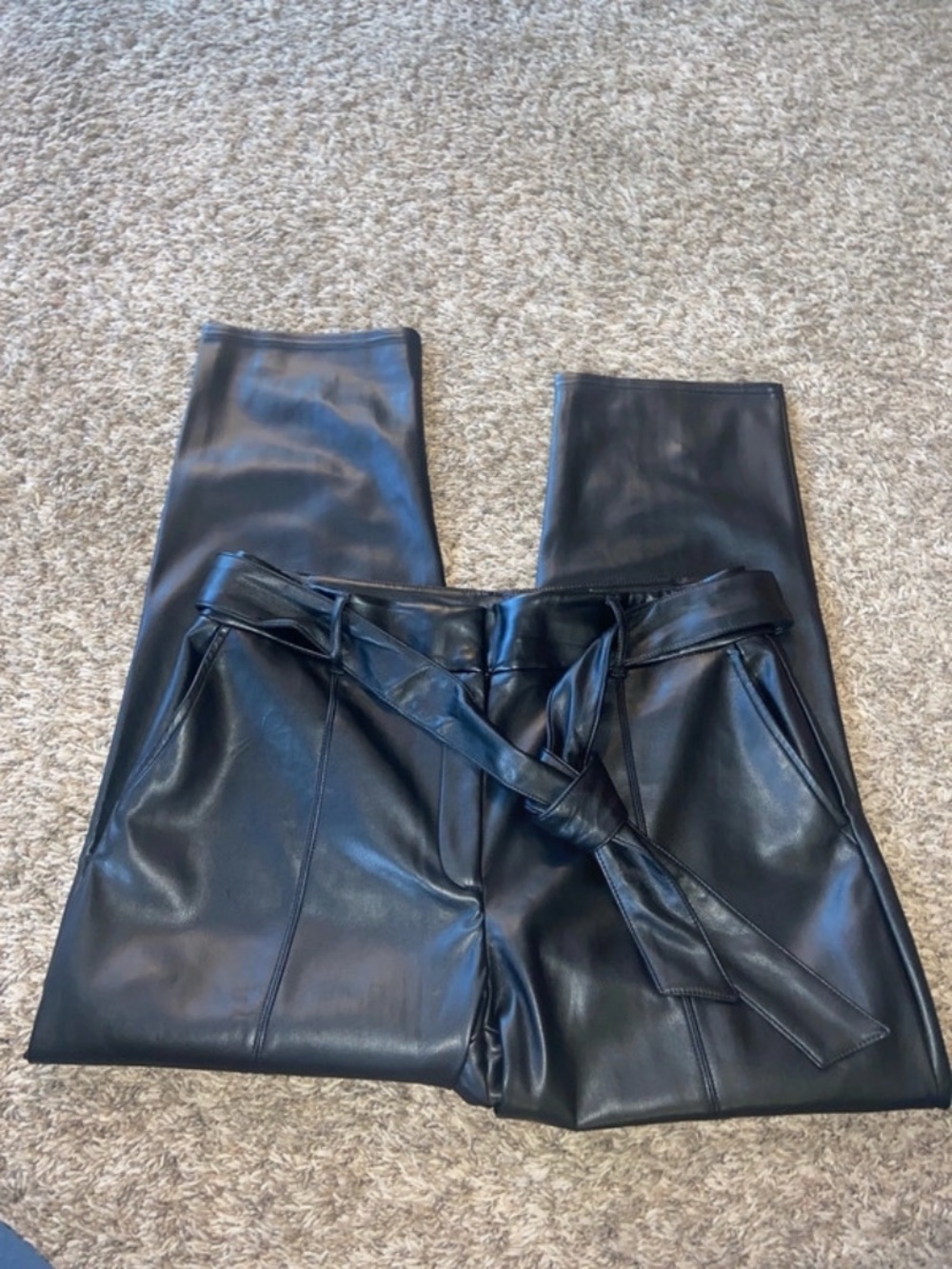 White House Black Market Black Faux Leather Straight-Leg Pants